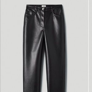Aritzia Melina Black Cropped Leather Pant